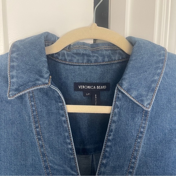 Veronica Beard Wasta Denim Dress in Cornflower Blue Long Sleeve - Picture 5 of 9